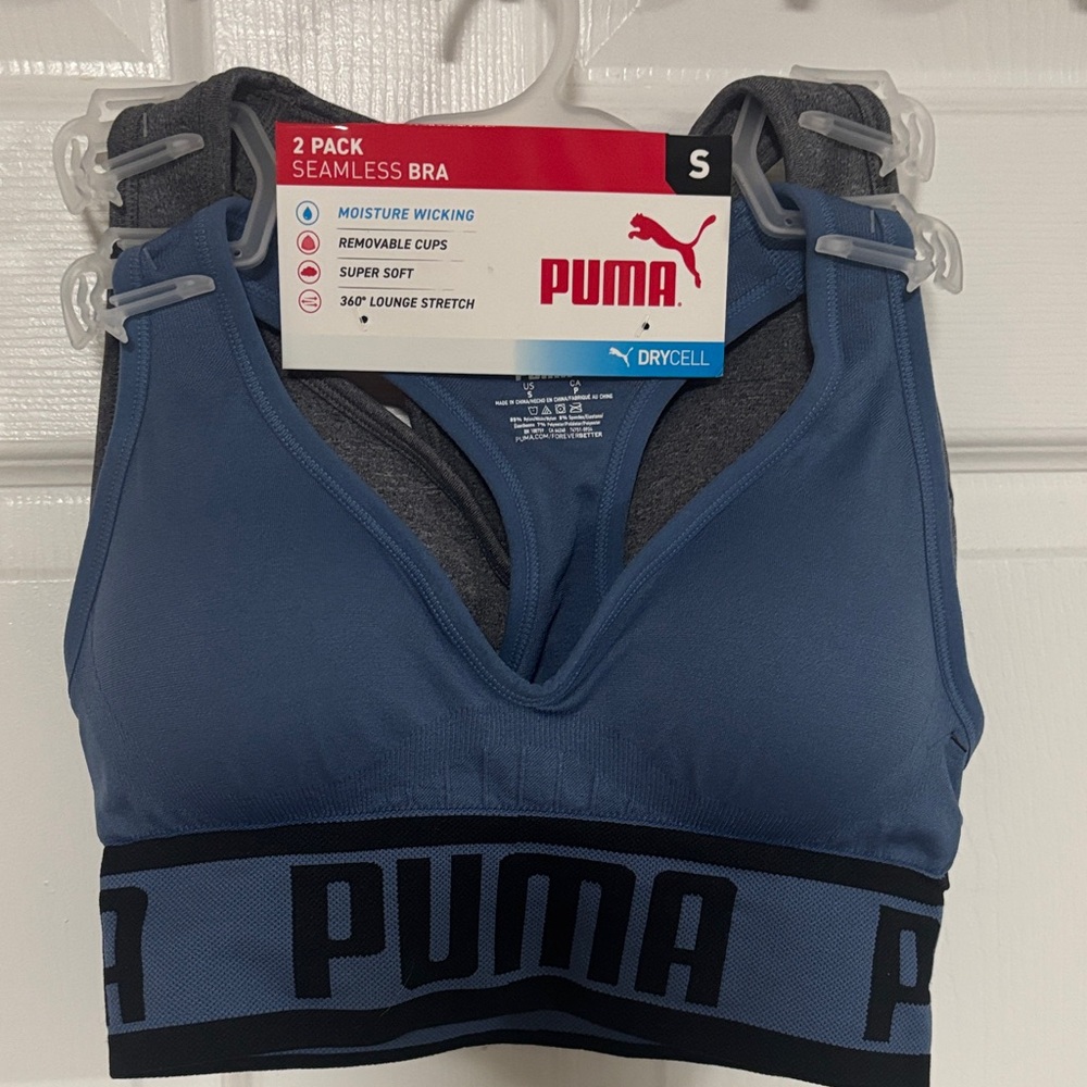 PUMA Seamless Sports Bra - Blue and Black